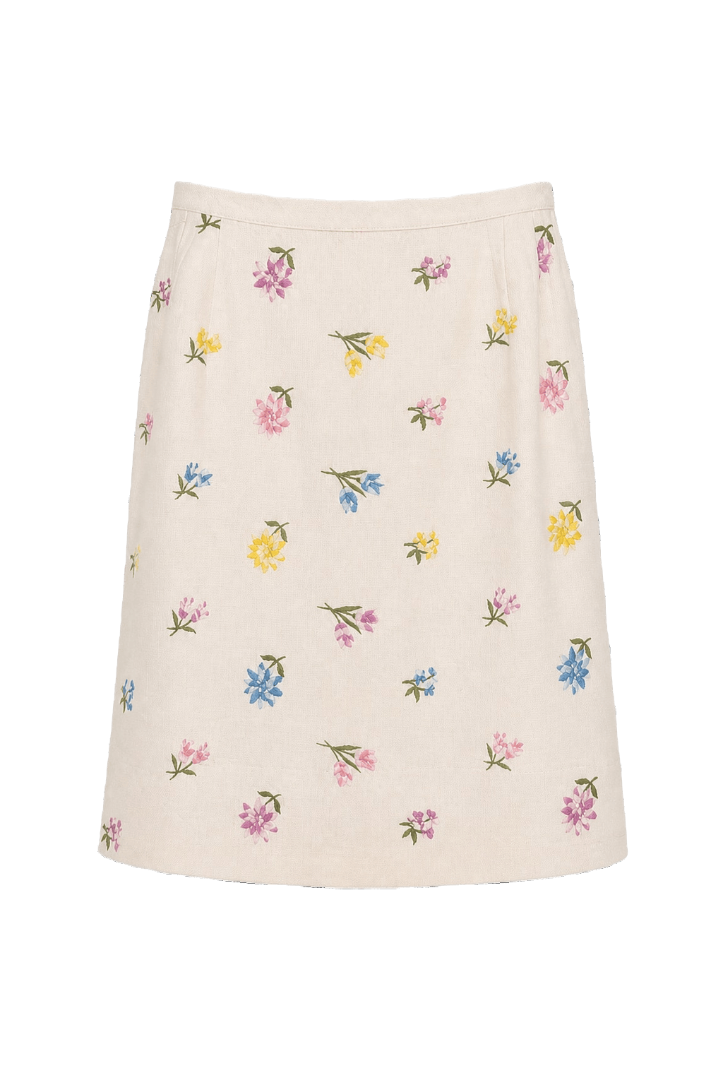 1960s Cream Cotton Blend Skirt - Front View