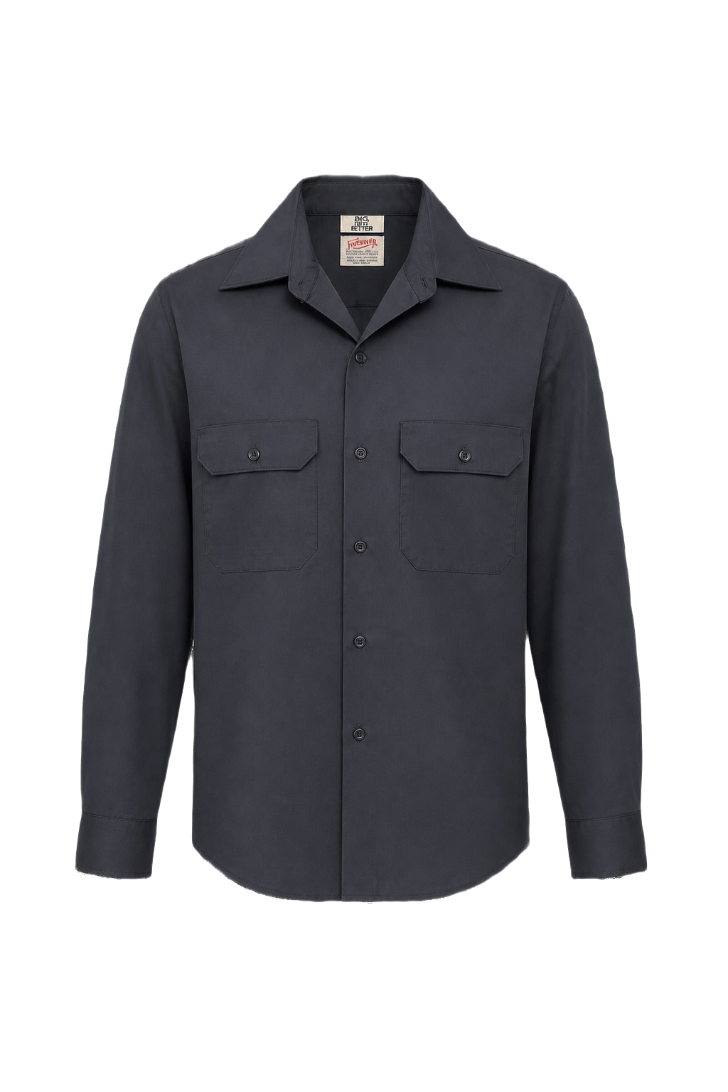 1970s Dark Grey Cotton Shirt - Front View