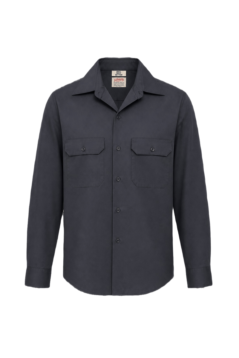 1970s Dark Grey Cotton Shirt - Front View
