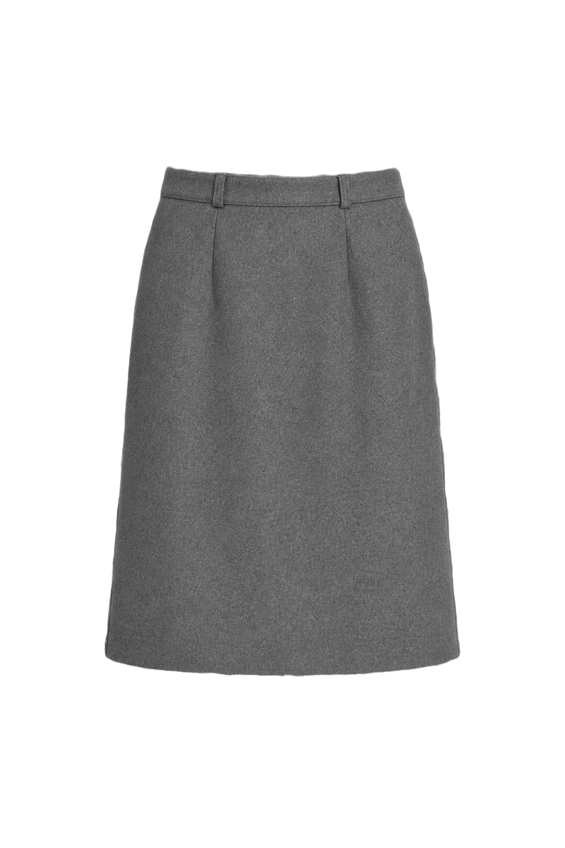 1970s Grey Wool Blend Skirt - Front View
