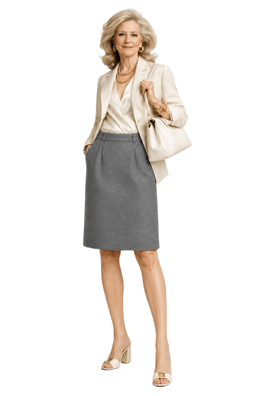1970s Grey Wool Blend Skirt - Model