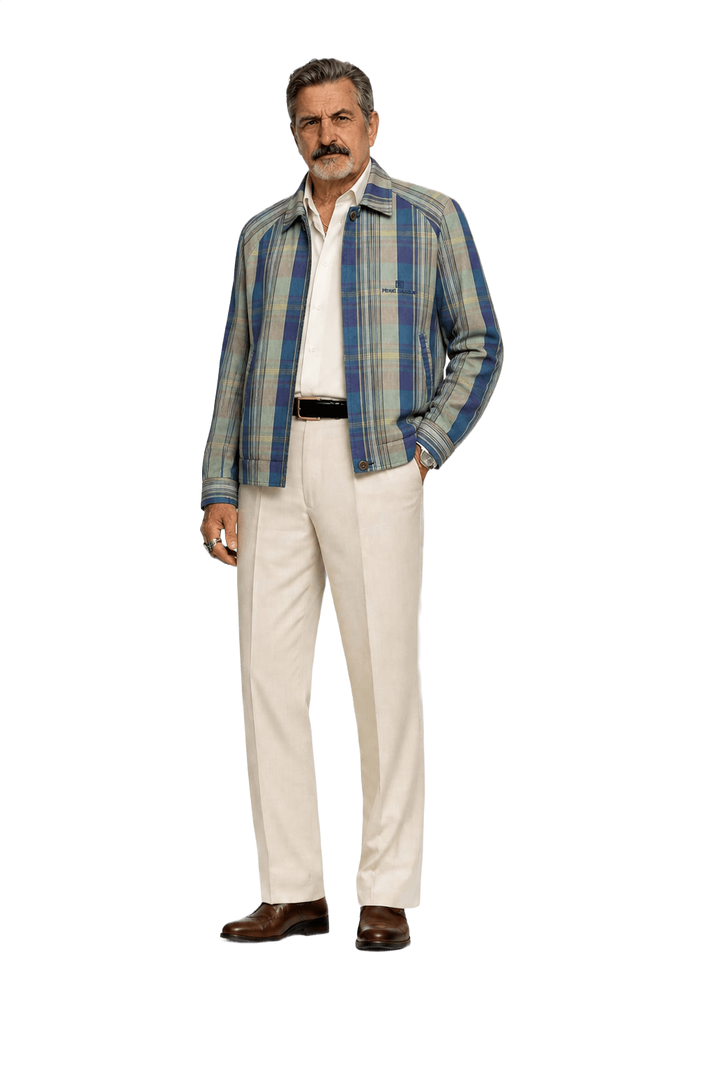1980s Blue Cotton Blend Jacket - Model