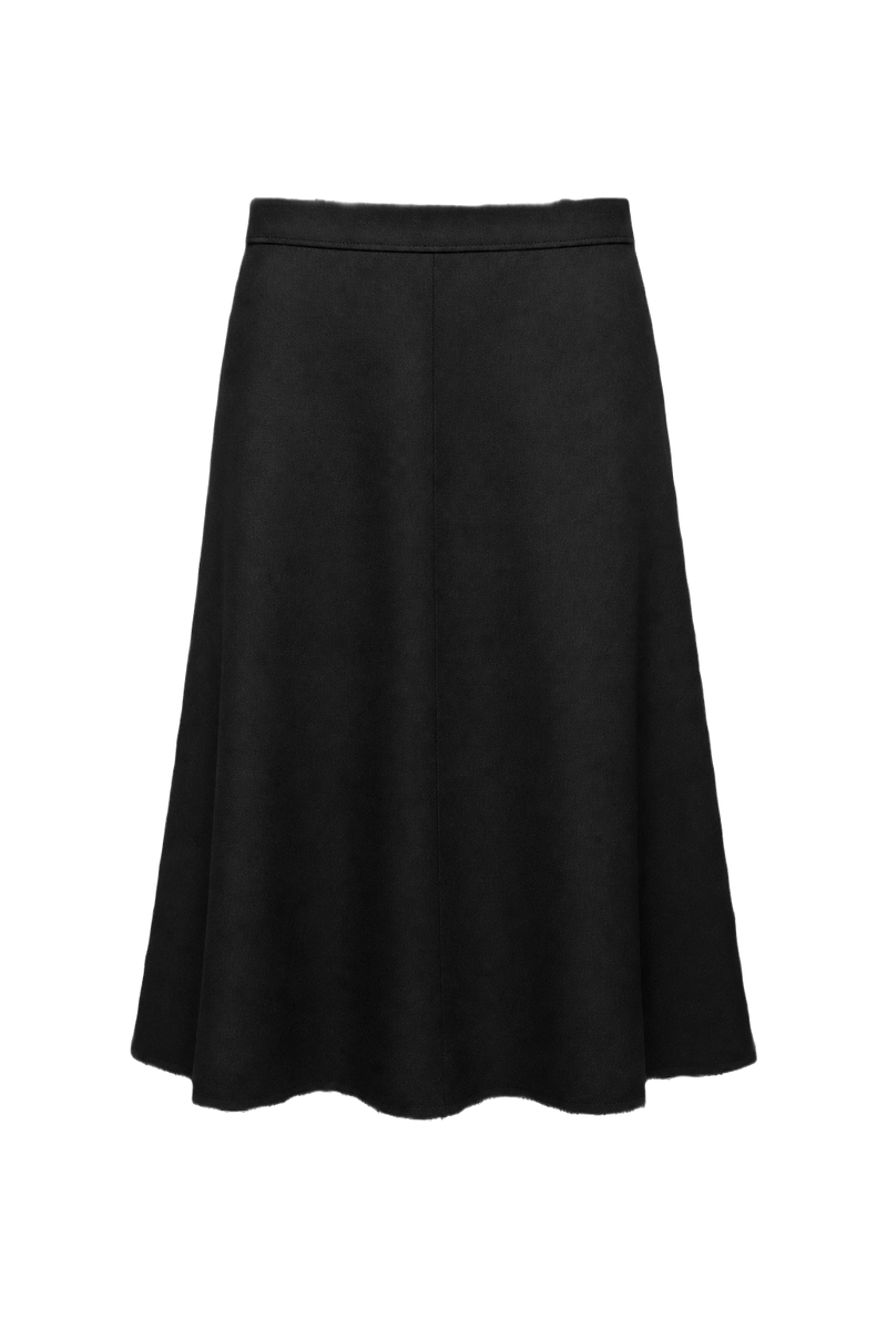 1970s Black Wool Blend Skirt - Front View