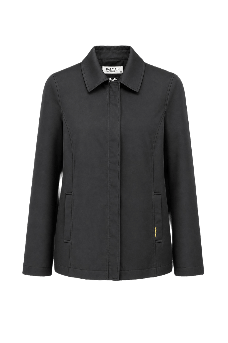1980s Black Cotton Blend Jacket - Front View