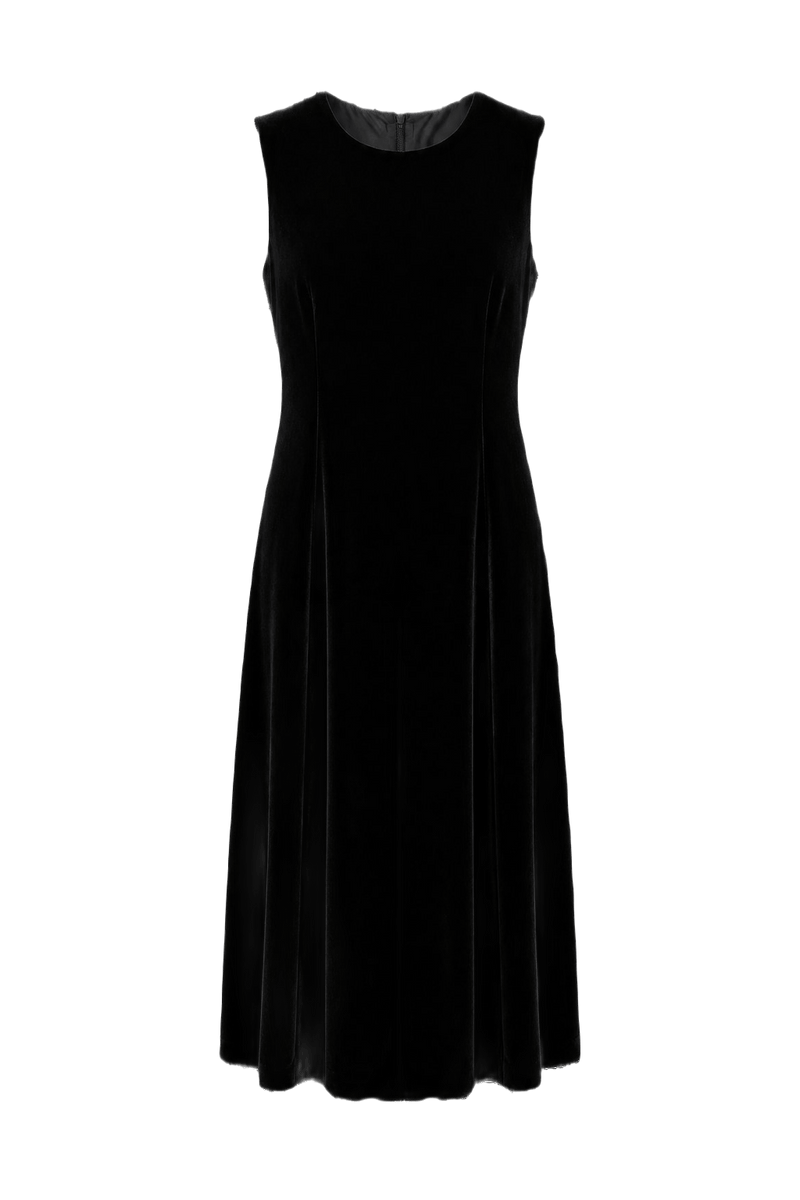 1960s Black Velvet Dress - Front View