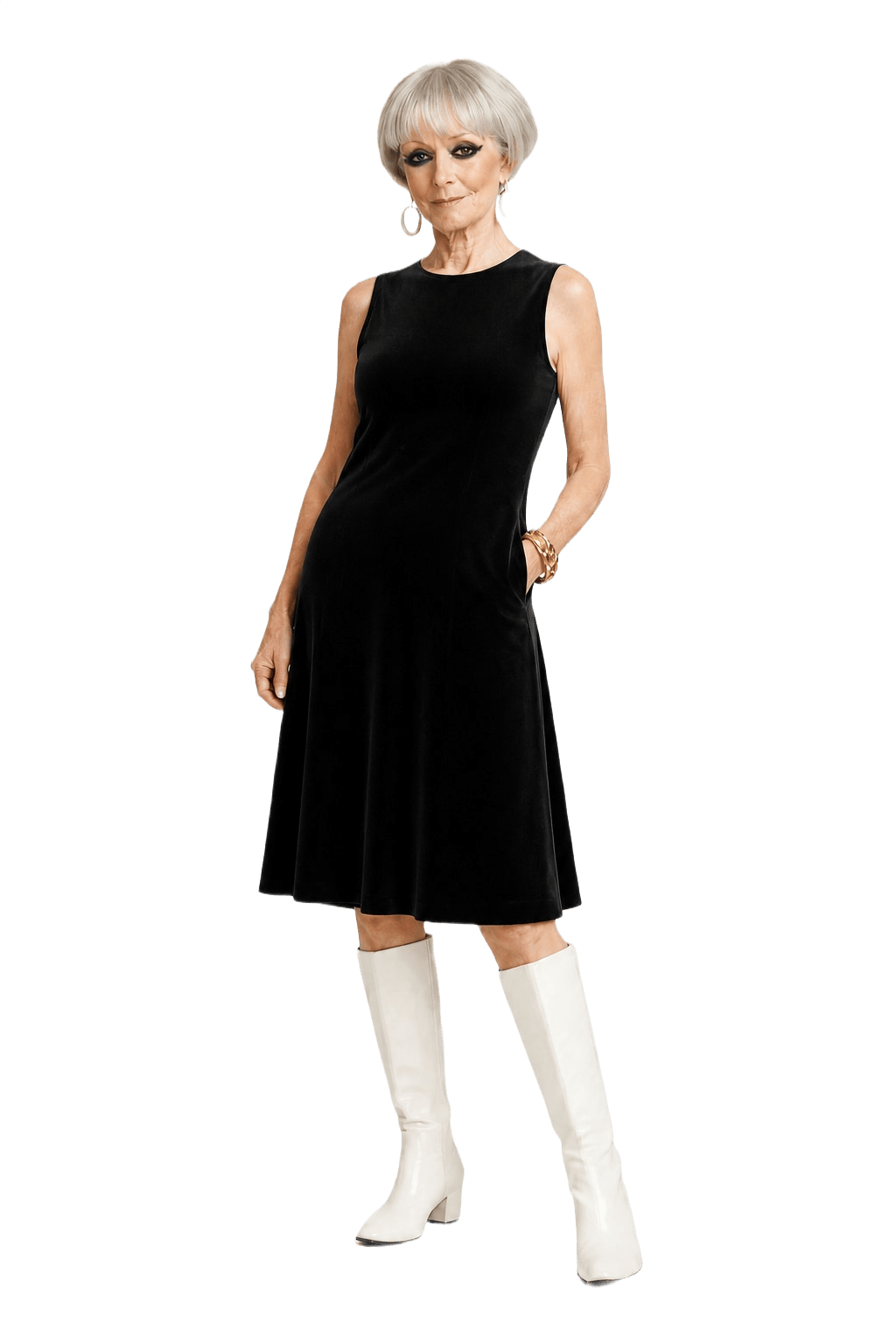 1960s Black Velvet Dress - Model