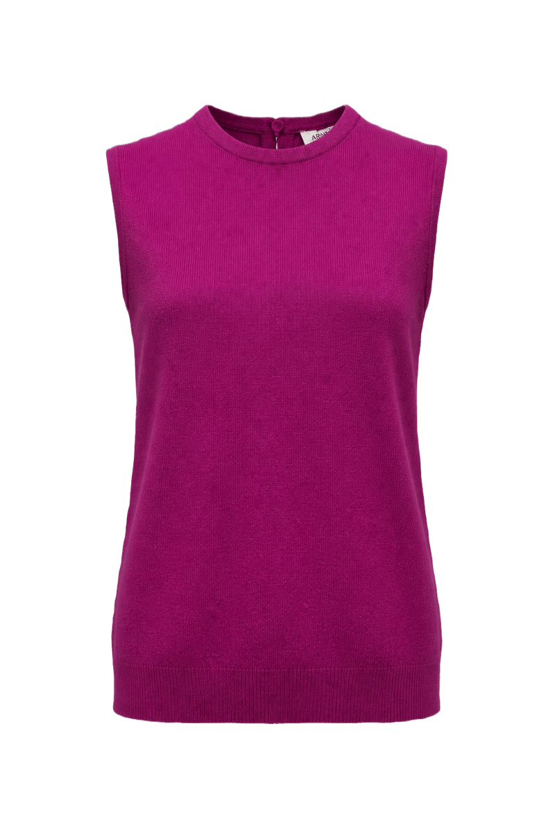 1960s Magenta Cotton Blend Sleeveless Top - Front View