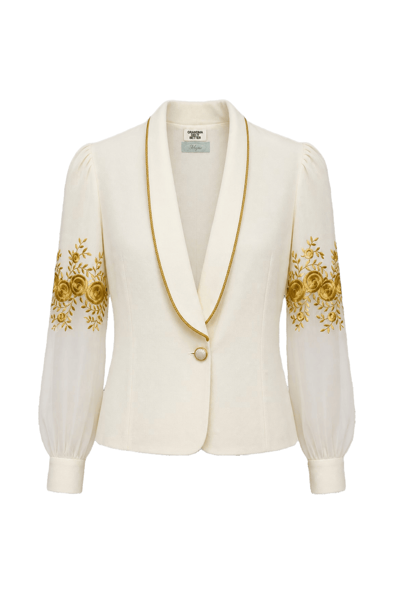 1980s Cream Cotton Blend Jacket - Front View