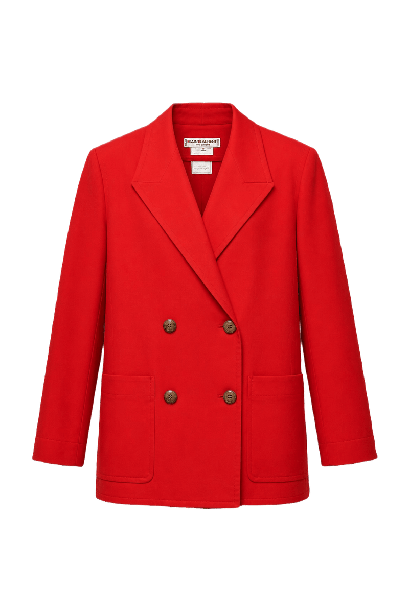1970s Bright Red Cotton Blend Jacket - Front View