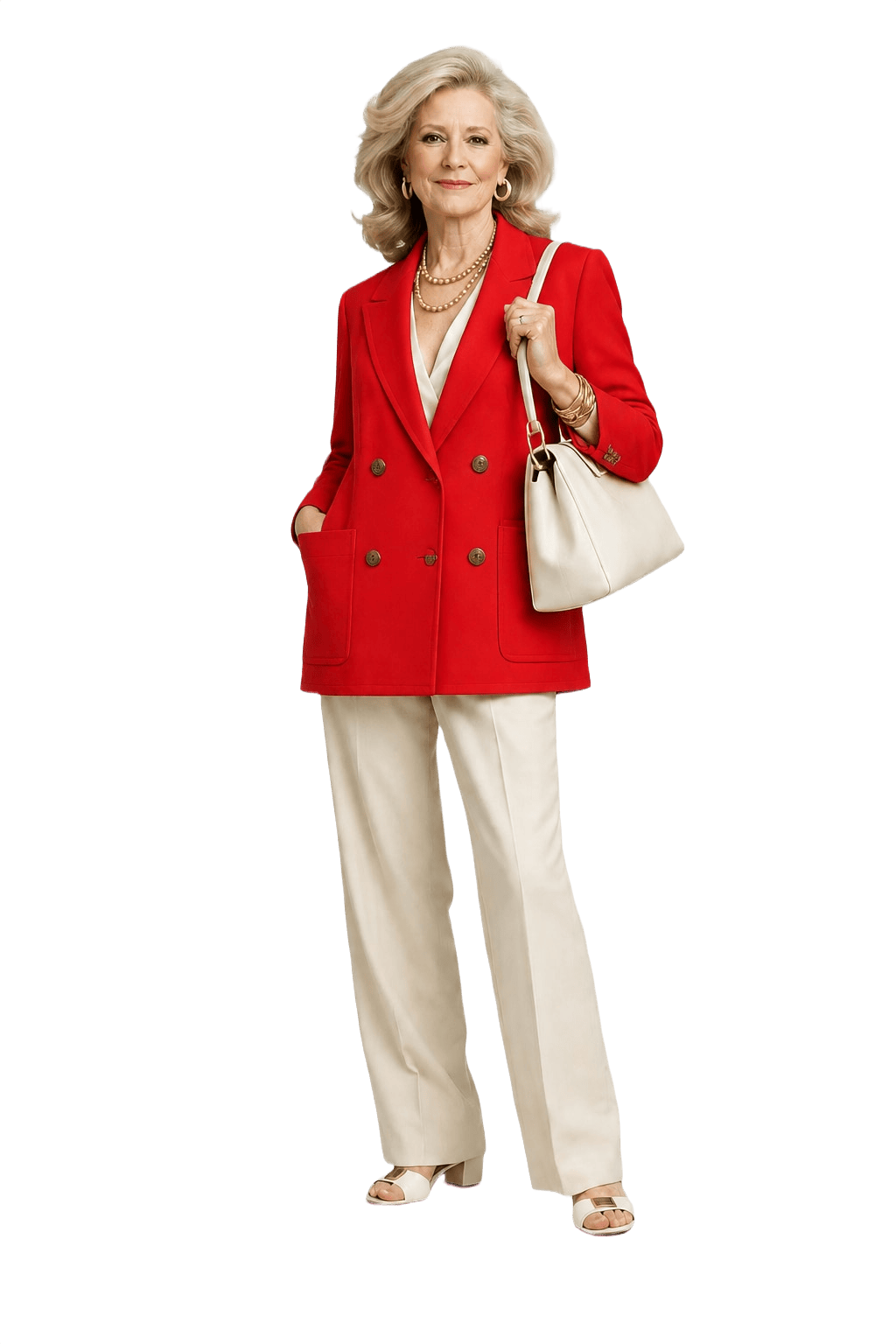 1970s Bright Red Cotton Blend Jacket - Model