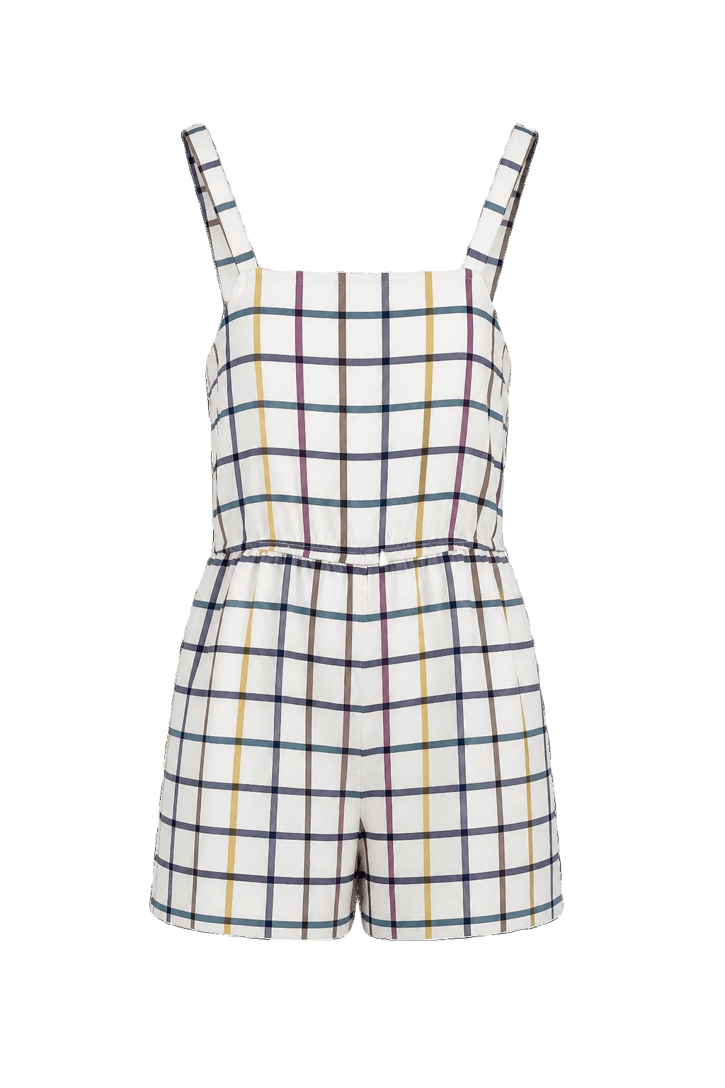 1980s White Cotton Blend Romper - Front View