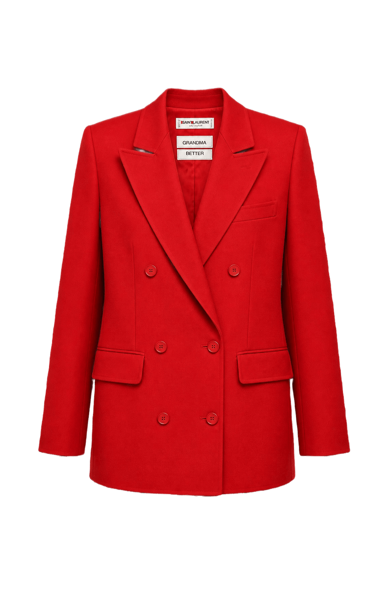 1970s Red Wool Blend Blazer - Front View
