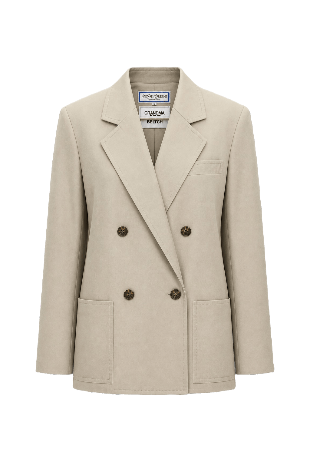 1980s Beige Cotton Blazer - Front View