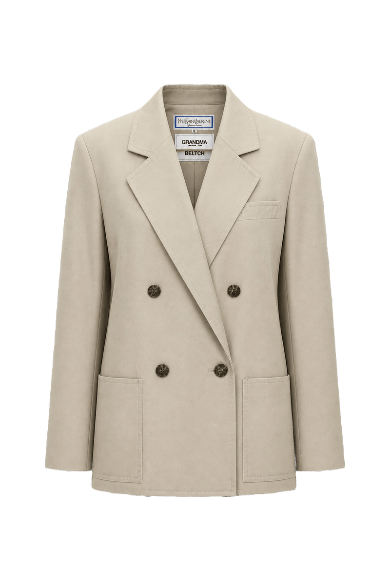 1980s Beige Cotton Blazer - Front View