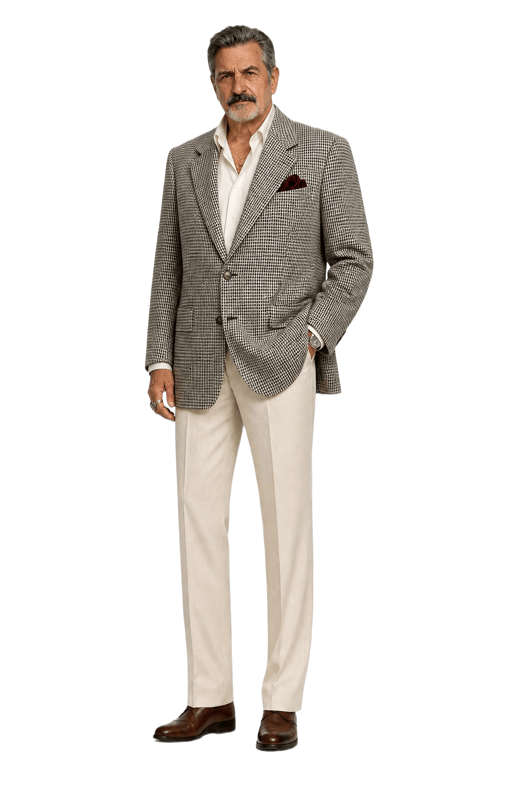 1980s Black and White Wool Blend Blazer - Model