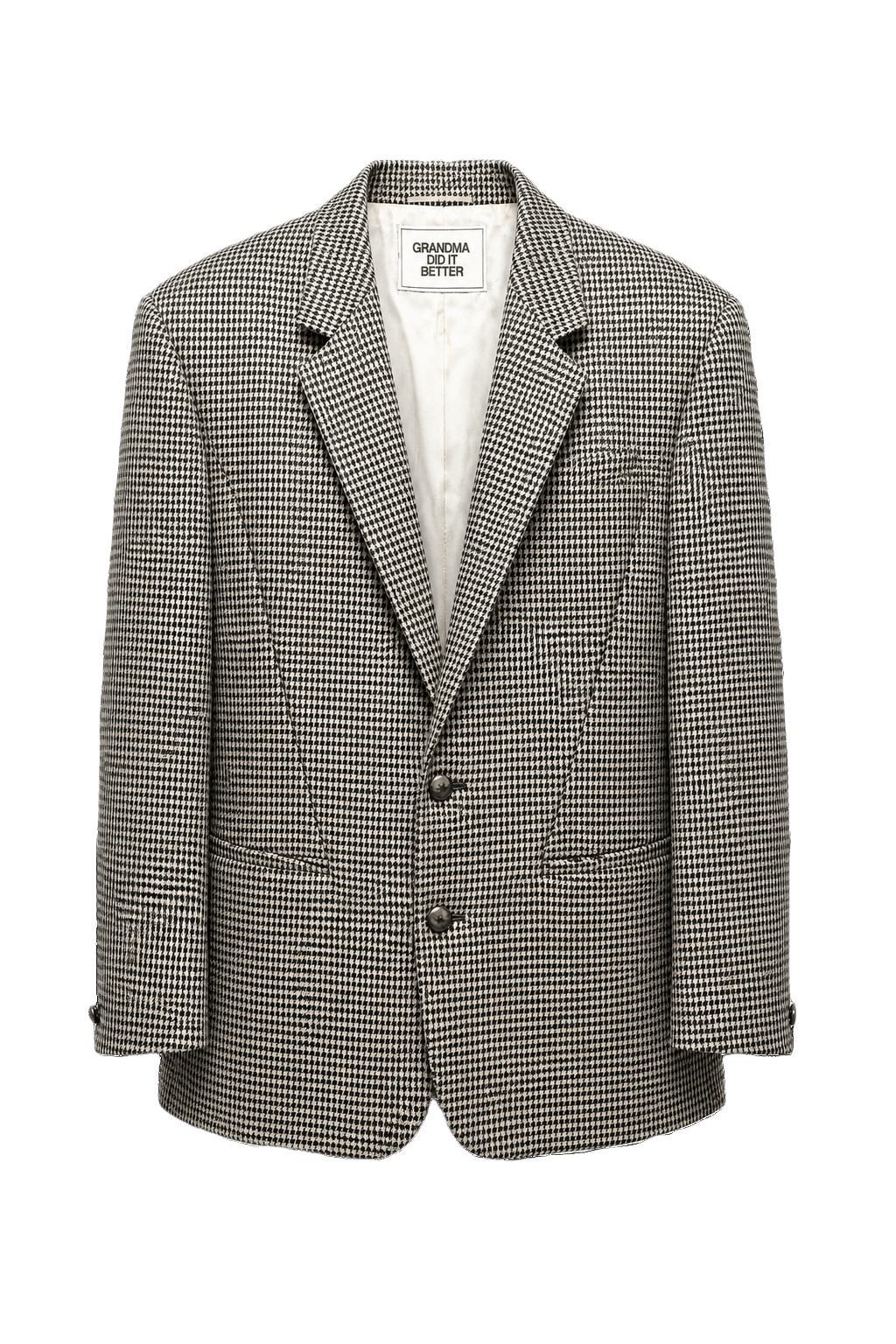 1980s Black and White Wool Blend Blazer - Front View