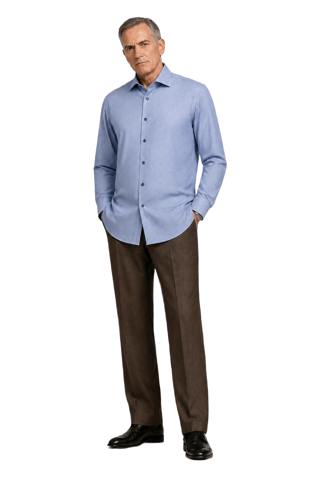 1990s Light Blue Cotton Blend Button-Down Shirt - Model