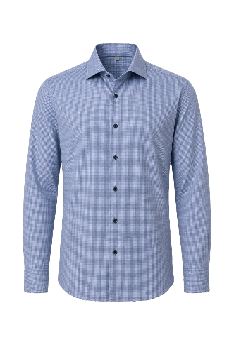 1990s Light Blue Cotton Blend Button-Down Shirt - Front View