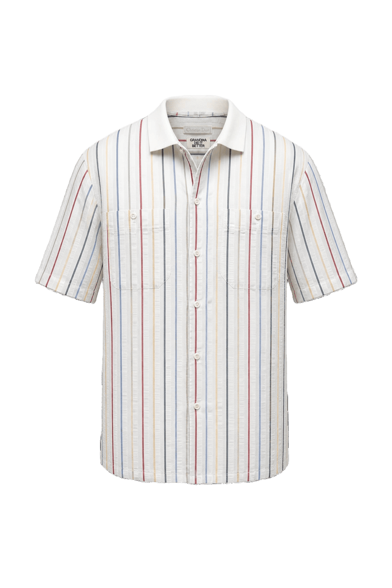 1980s Cream Cotton Blend Shirt - Front View