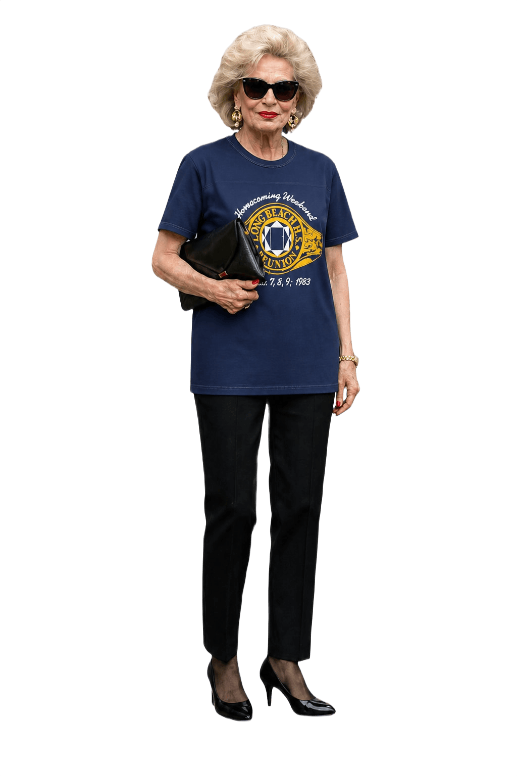 1970s Navy Blue Cotton T-shirt - Model