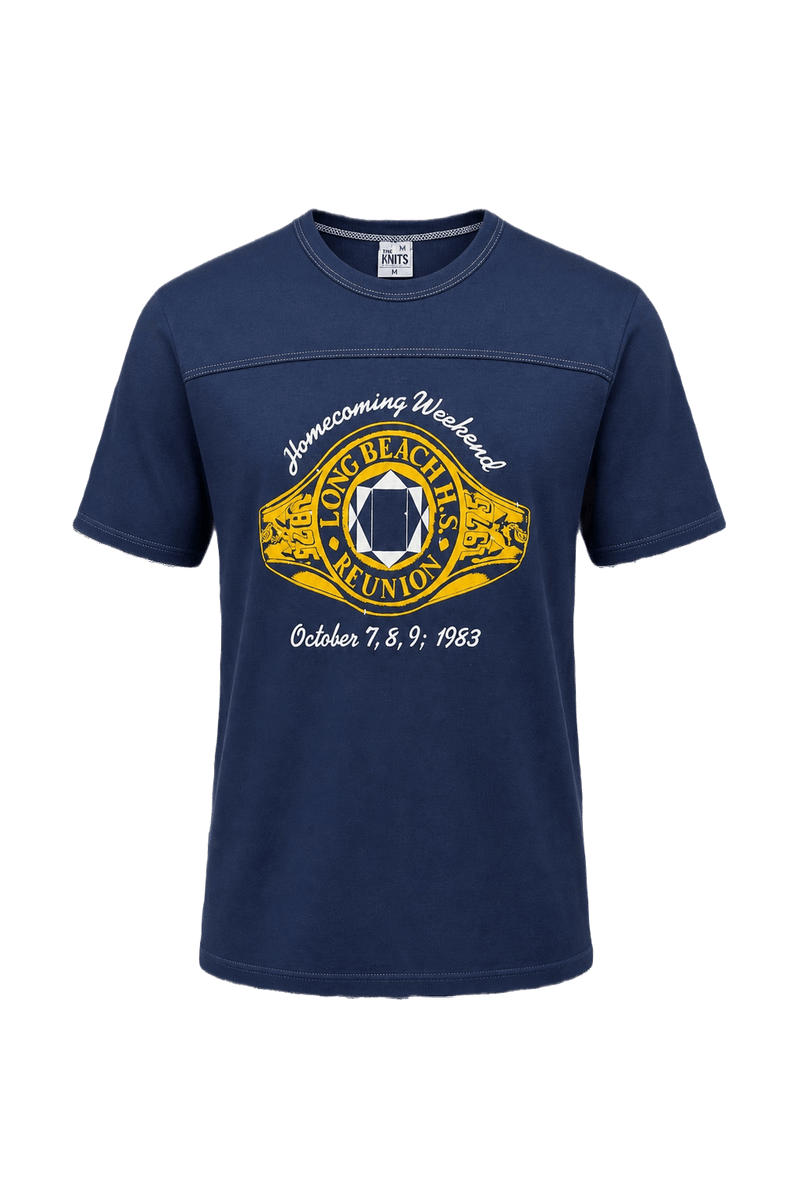 1970s Navy Blue Cotton T-shirt - Front View