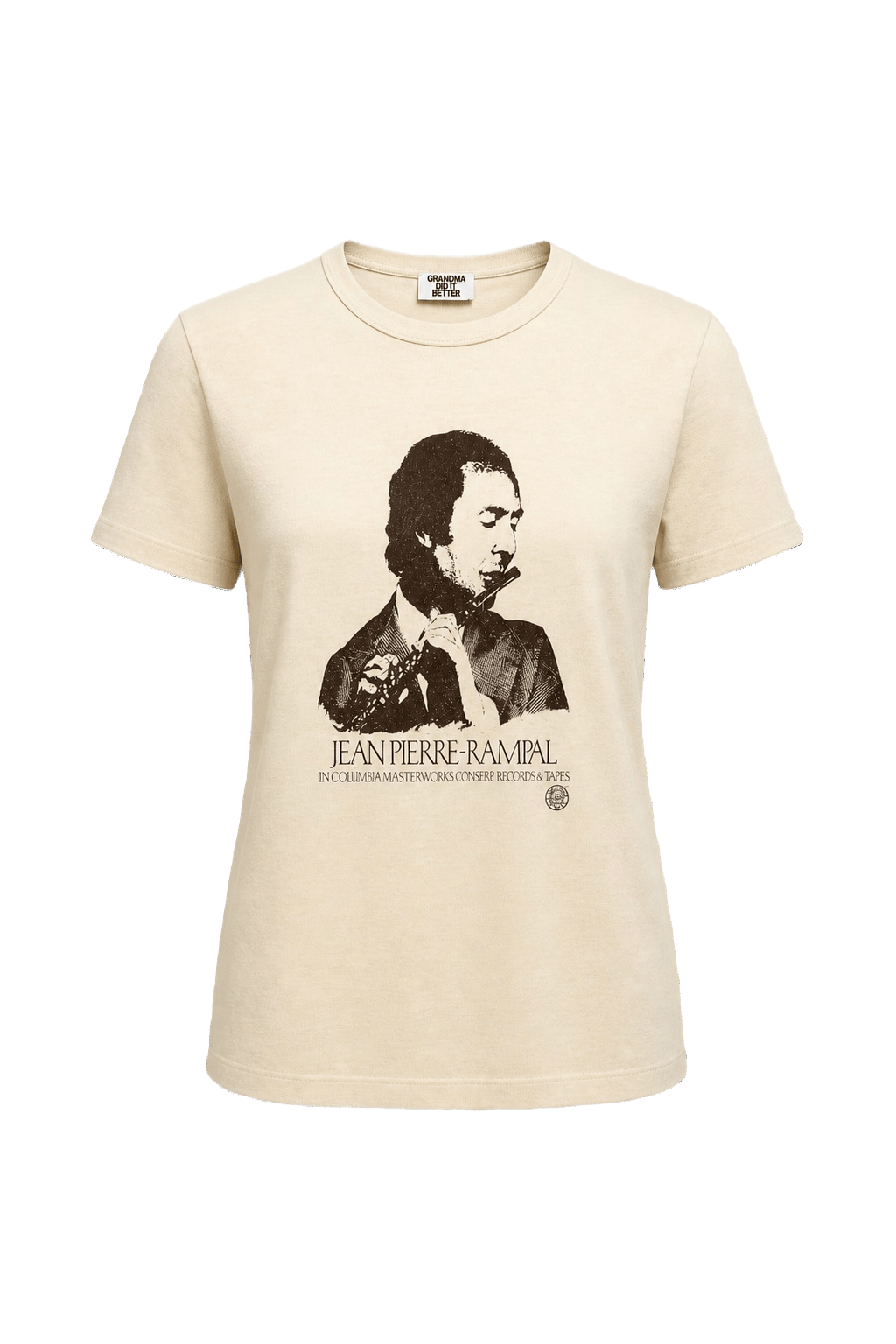 1970s Beige Cotton Blend T-Shirt - Front View