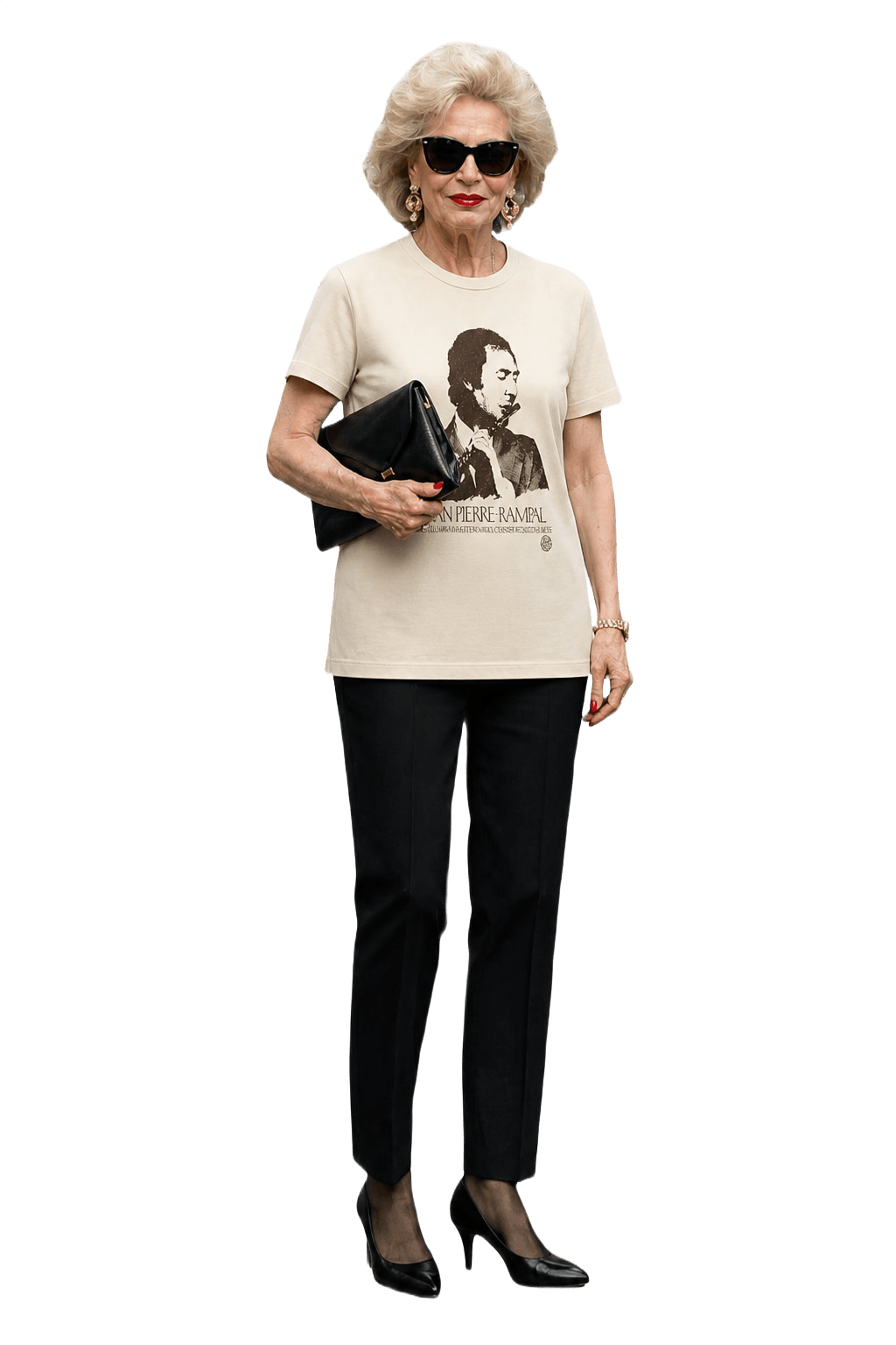1970s Beige Cotton Blend T-Shirt - Model