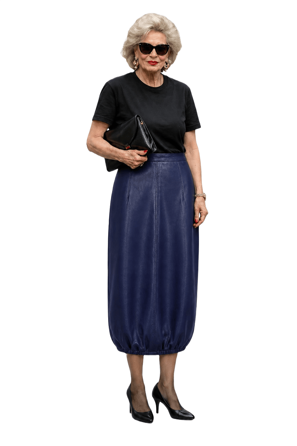 1980s Blue Leather Skirt - Model