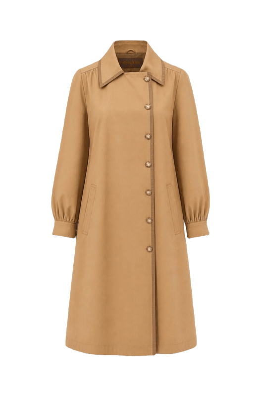 1970s Camel Cotton Coat - Front View