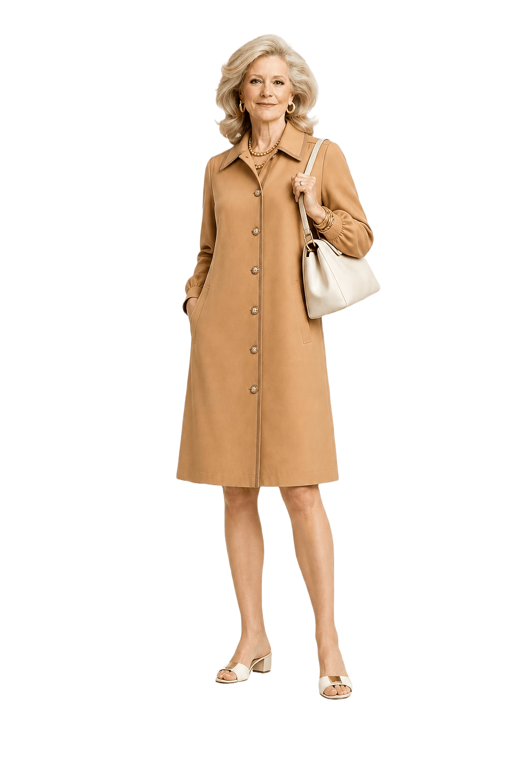 1970s Camel Cotton Coat - Model