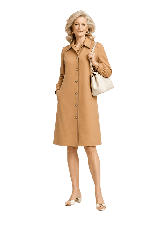 1970s Camel Cotton Coat - Model