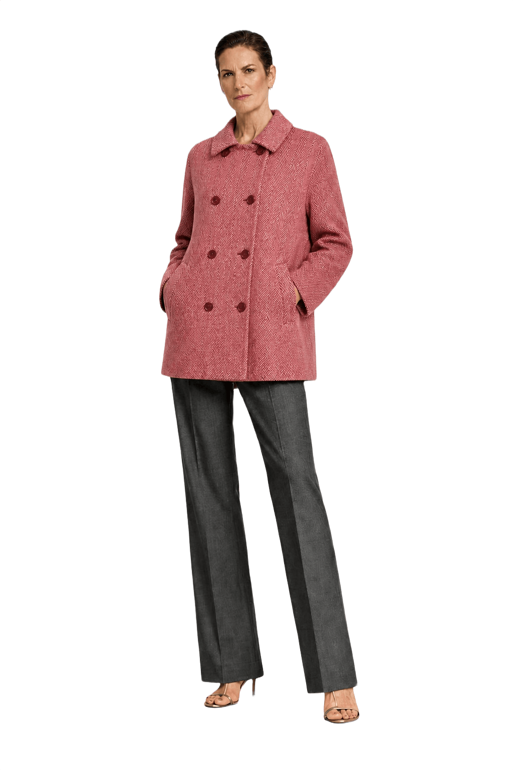1990s Red Wool Coat - Model