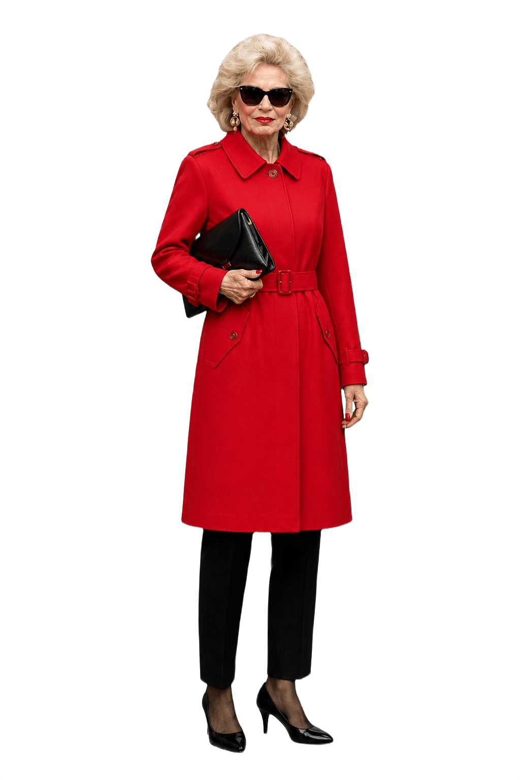 1980s Red Cotton Trench Coat - Model