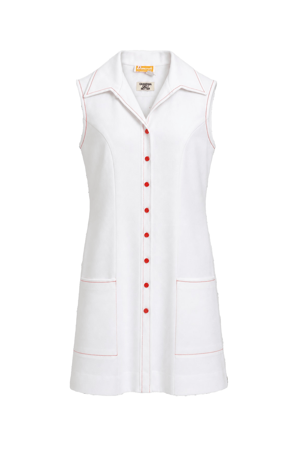 1960s White Cotton Blend Shift Dress - Front View