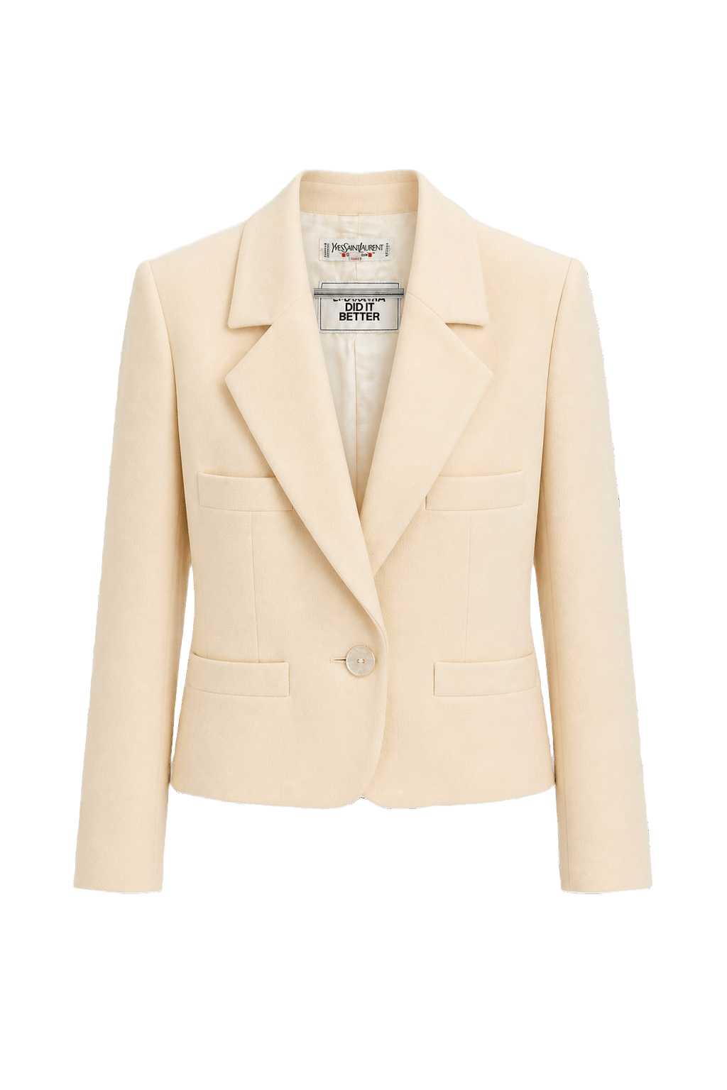 1970s Cream Wool Blazer - Front View