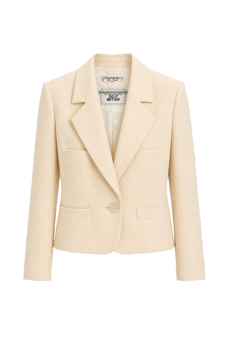 1970s Cream Wool Blazer - Front View