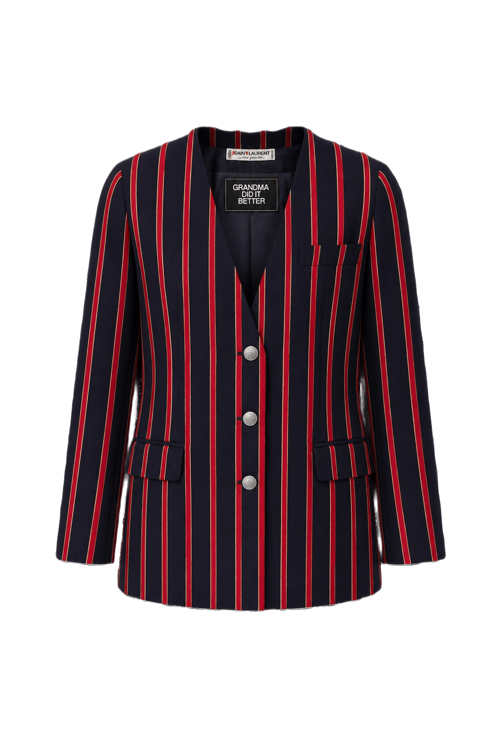 1970s Navy Blue Wool Blazer - Front View