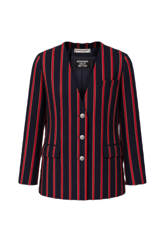 1970s Navy Blue Wool Blazer - Front View