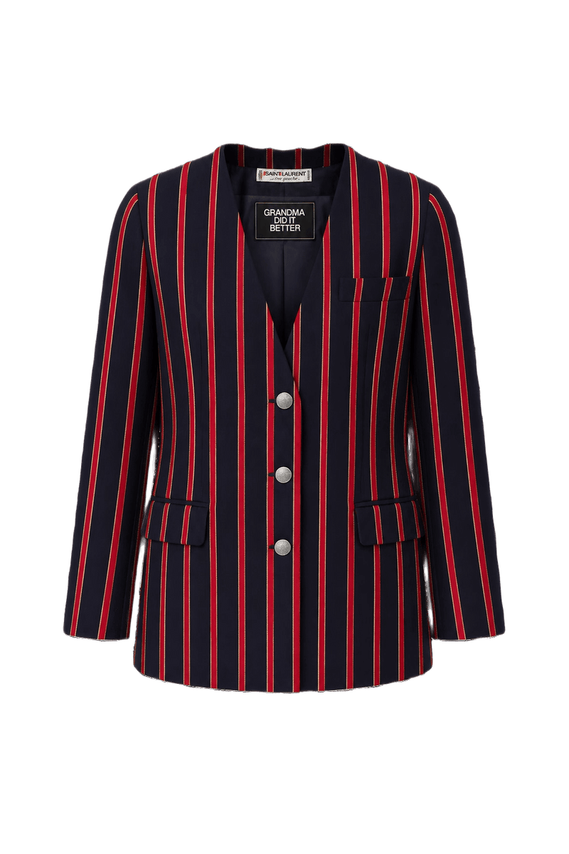 1970s Navy Blue Wool Blazer - Front View