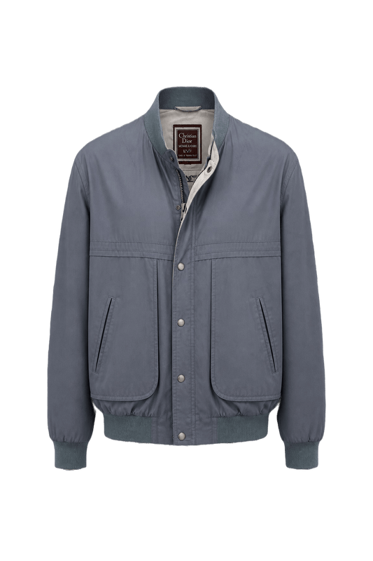 1980s Grey Cotton Blend Jacket - Front View