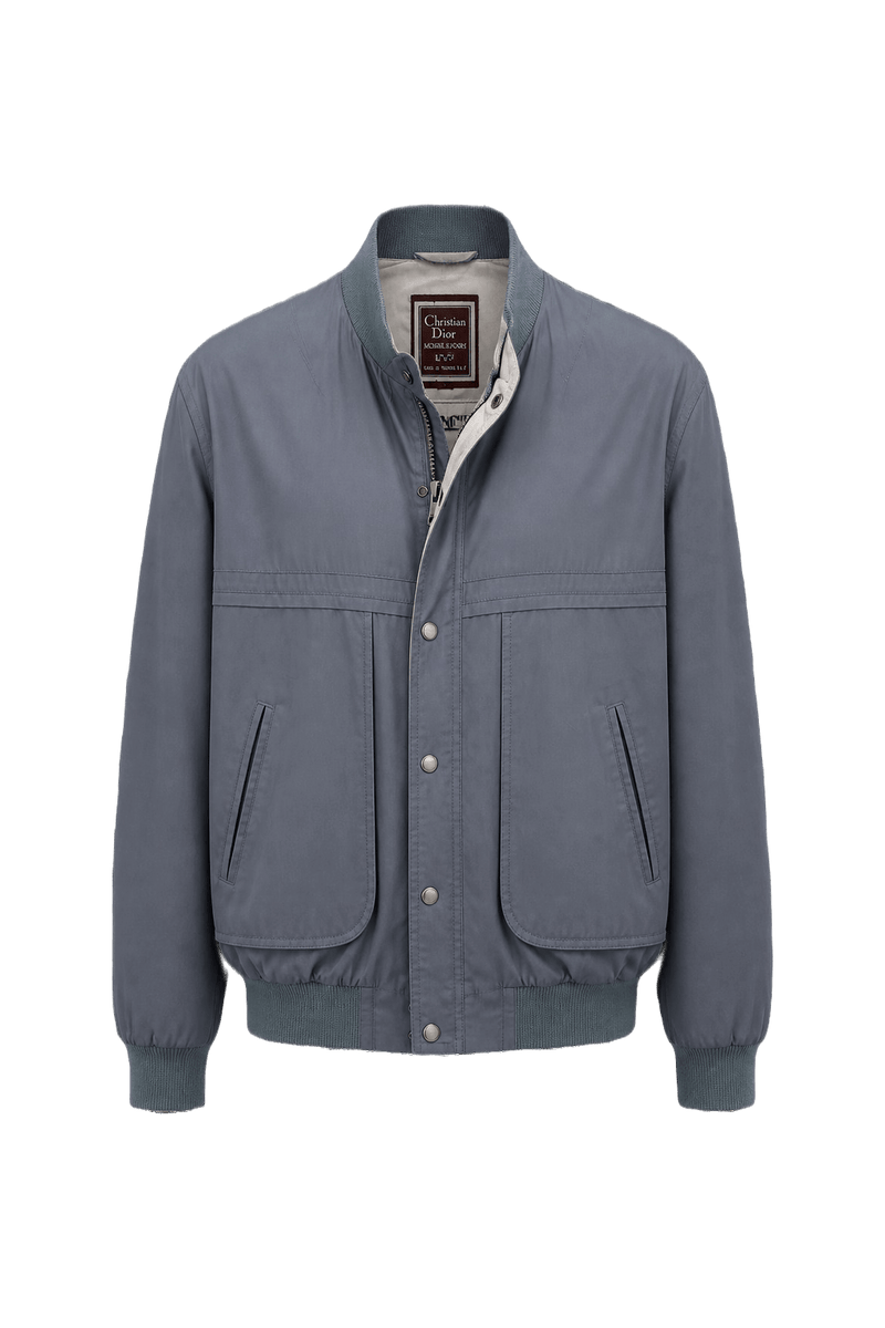 1980s Grey Cotton Blend Jacket - Front View