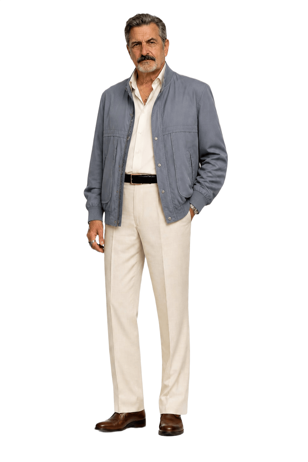 1980s Grey Cotton Blend Jacket - Model