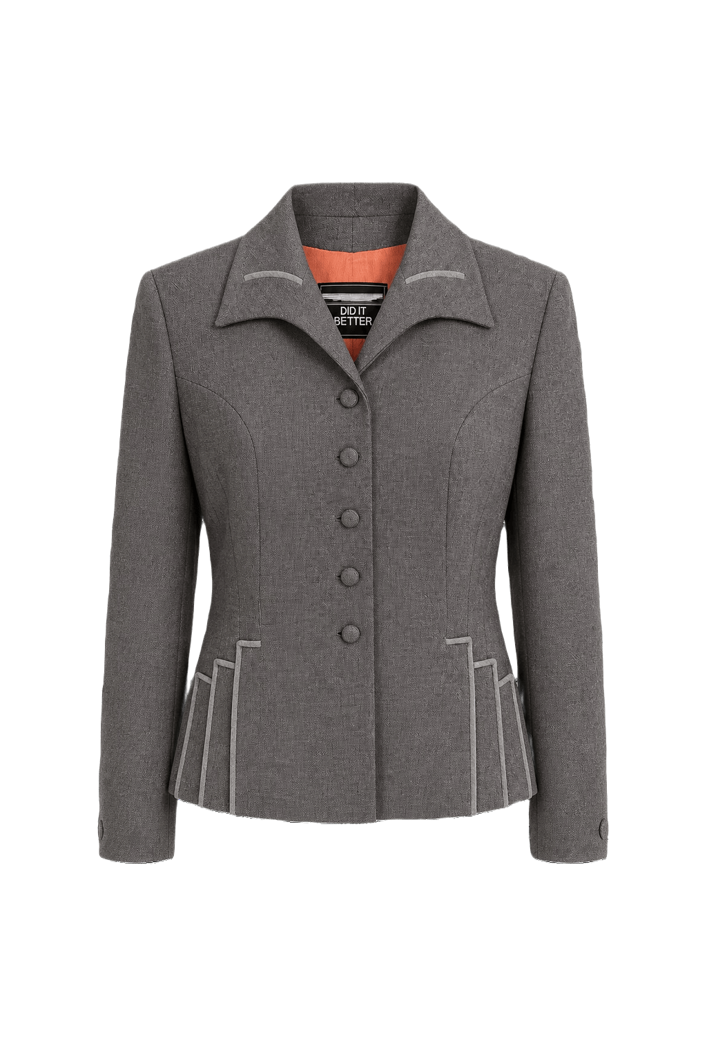 1940s Charcoal Grey Wool Jacket - Front View