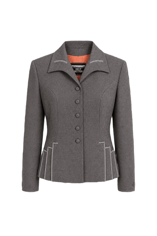1940s Charcoal Grey Wool Jacket - Front View
