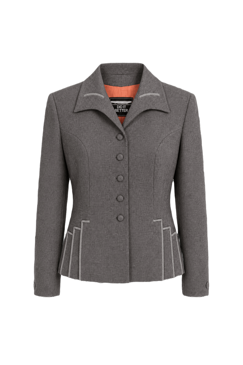 1940s Charcoal Grey Wool Jacket - Front View