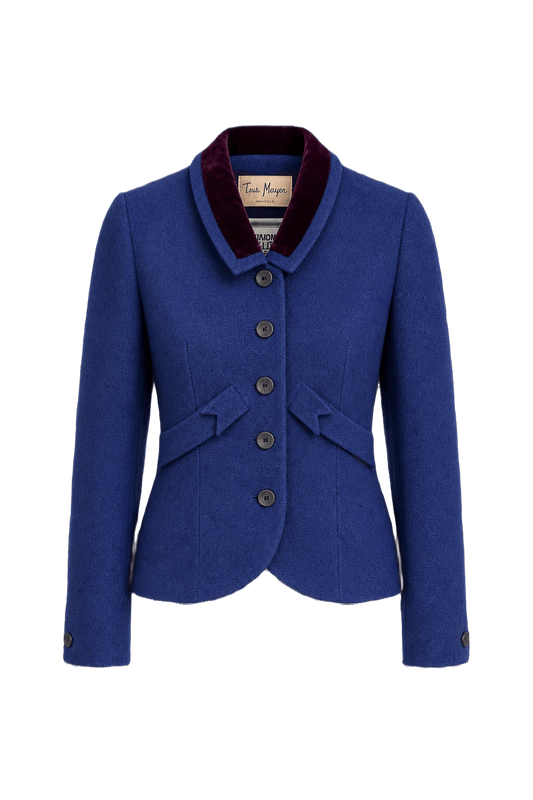 1950s Royal Blue Wool Blazer - Front View