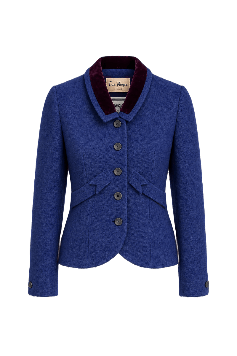 1950s Royal Blue Wool Blazer - Front View