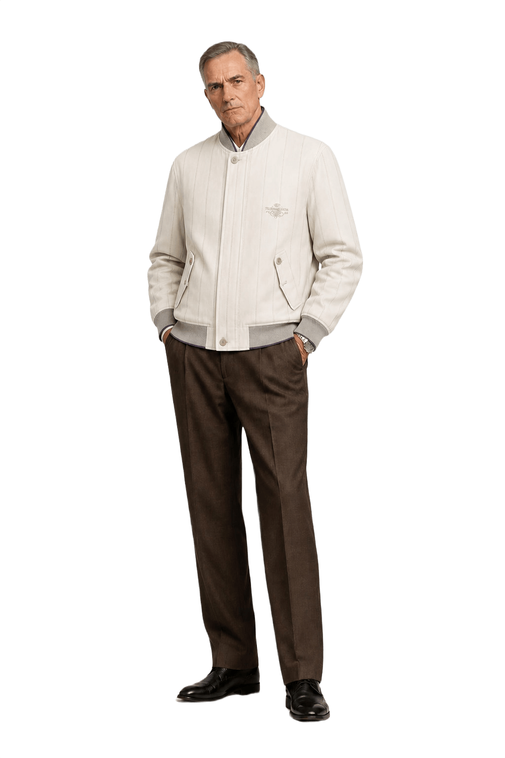 1980s Light Beige Cotton Blend Jacket - Model