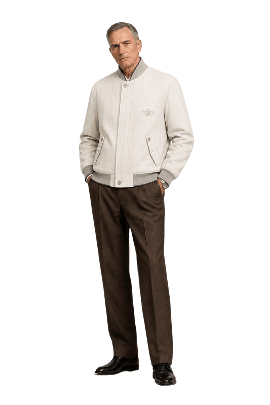 1980s Light Beige Cotton Blend Jacket - Model