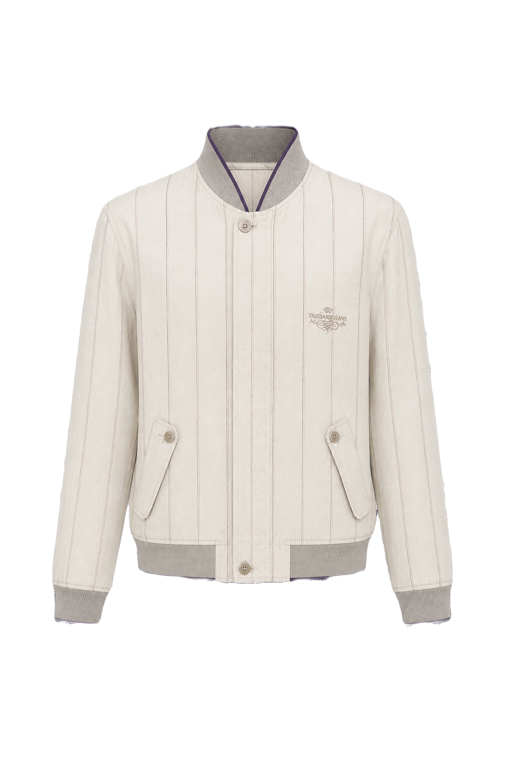1980s Light Beige Cotton Blend Jacket - Front View